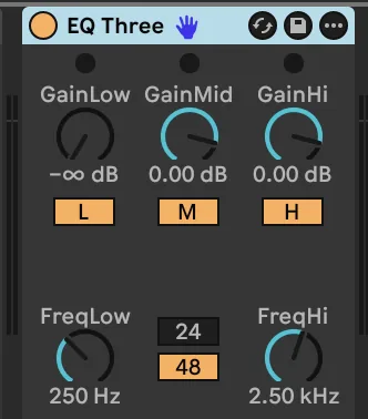 The EQ Three cutting the lows on the disco loop